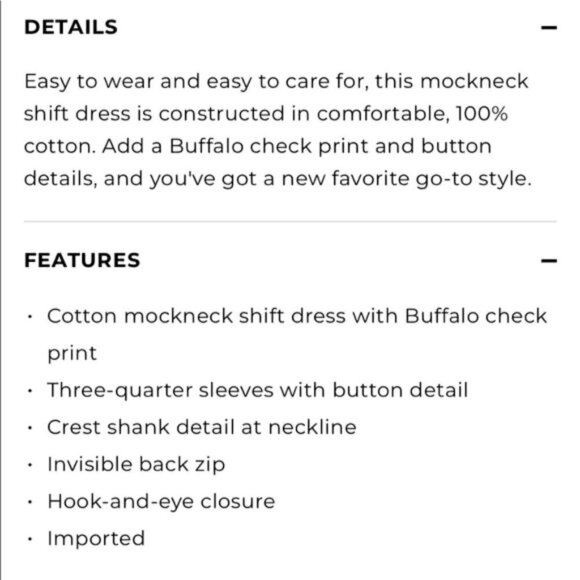 TALBOTS BUFFALO PLAID MOCK NECK KNIT COTTON SHIFT DRESS SZ MP - Picture 4 of 9